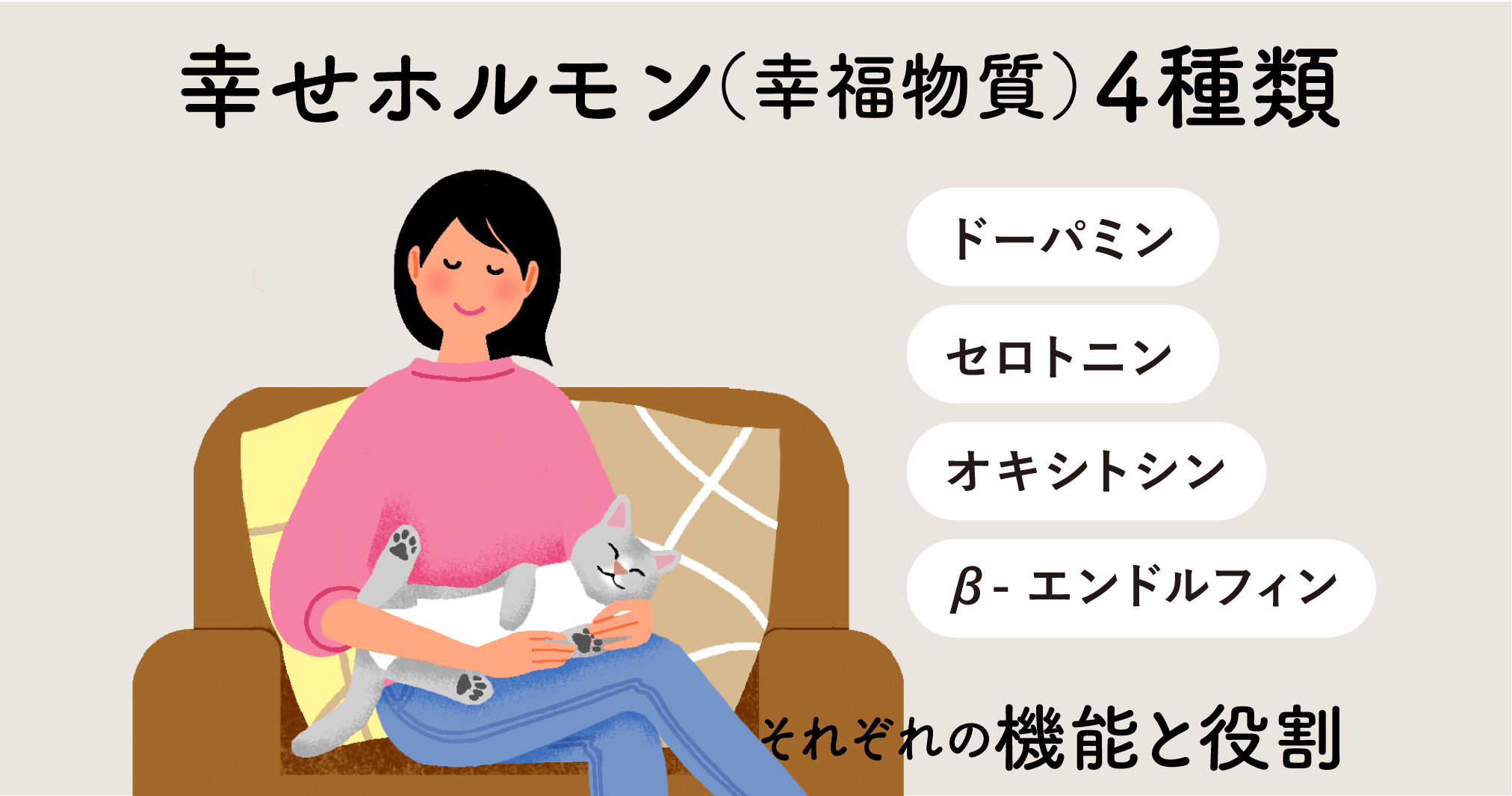 「幸せホルモン（幸福物質）4つ」ドーパミン・セロトニン・オキシトシン・βエンドルフィンとは？ - 国立消化器・内視鏡クリニック